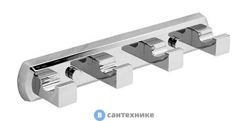 Кронштейн настенный WasserKRAFT Lippe K-6574, 4 крючка металл, хромоникелевое покрытие