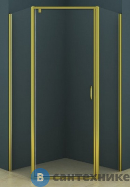 картинка Душевое ограждение AZARIO AZ-112P 100*100*200 золото, 5 мм прозрачное стекло (CS00020416), без поддона