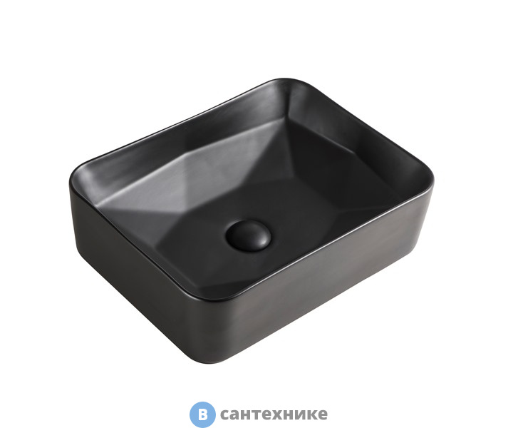 Раковина Orange B02-460MB накладная чёрная матовая, 465х350х140 мм
