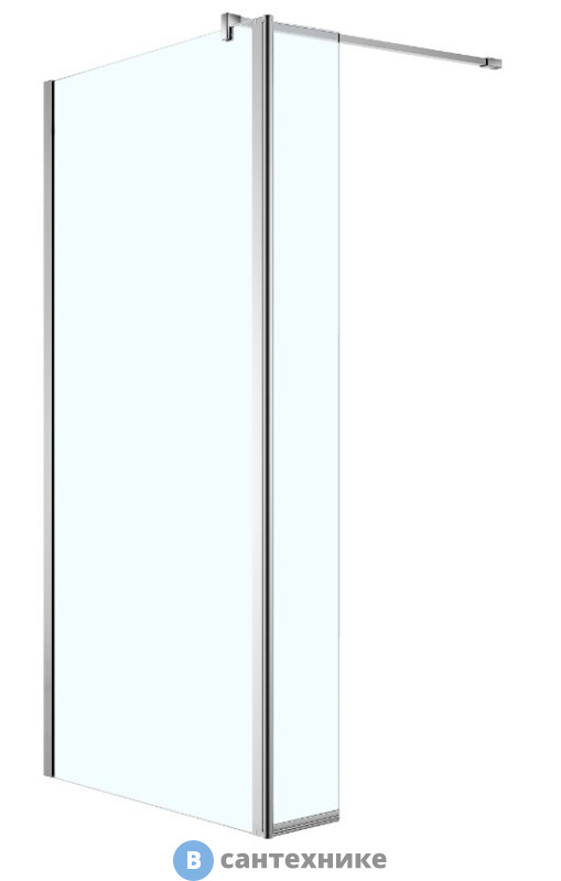 Душевая перегородка AZARIO CHICAGO AZ-NAR6321 Walk-in 1400*1950 прозрачное стекло 8 мм, подвижная доп. перегородка 50см профиль серебро (AZ-NAR6321 1400)