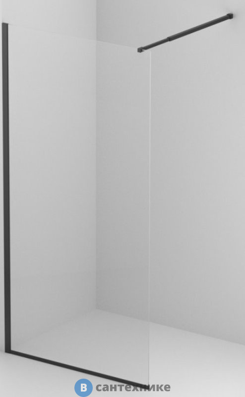 Душевая перегородка BelBagno KRAFT-L-1-120-C-NERO стекло прозрачное, профиль чёрный, 1200x1950 мм