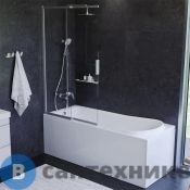 Шторка АМ.РМ Like W80BS-100-140CT на борт ванны 100х140, поворотно-складная, хром, стекло прозрачное