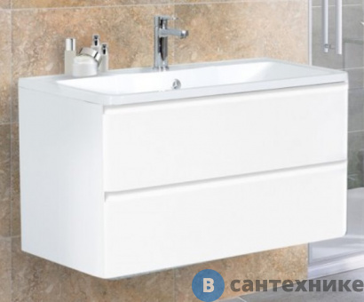 картинка Тумба под раковину BelBagno ACQUA подвесная с двумя выкатными ящиками, Bianco Lucido, 1200x450x500 (ACQUA-1200-2C-SO-BL)