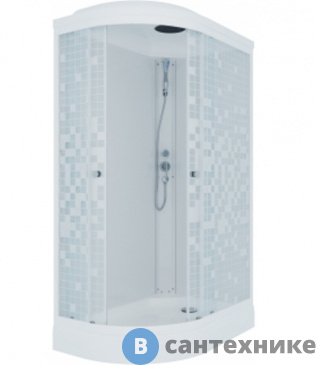 картинка Душевая кабина Тритон Коралл 120*80 А прав., 1/4 круга, низ. подд., Белый, Мозаика (DK241)