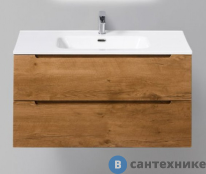 картинка Тумба под раковину BelBagno 91 см ETNA-900-2C-SO-RN-P подвесная с двумя выкатными ящиками, Rovere Nature