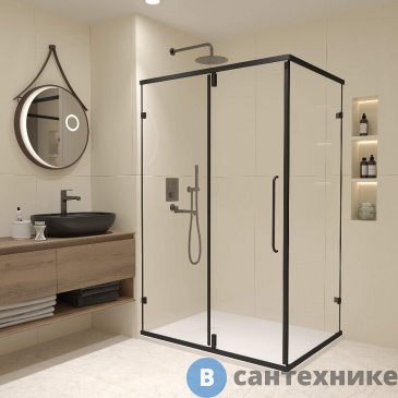 картинка Душевой уголок RGW CL-046B 100* 80*185 Чёрный/ Прозрачное (350904608-14), без поддона