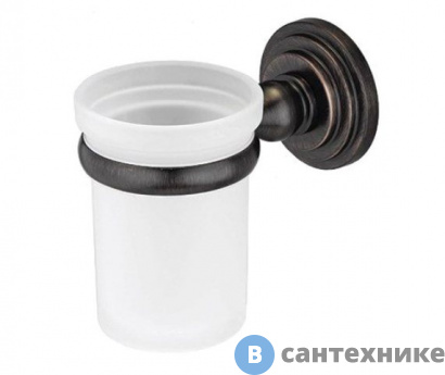 картинка Подстаканник стеклянный WasserKRAFT Isar K-7328 металл, матовое стекло, покрытие "темная бронза"