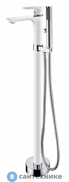 Смеситель ABBER Weiss Insel AF8015W напольный, белый-хром