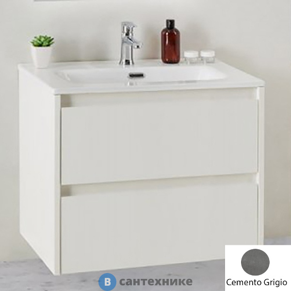 Тумба под раковину BelBagno KRAFT 39 подвесная с двумя выкатными ящиками, Cemento Grigio, 600х390x500 (KRAFT 39-600/390-2C-SO-CG)