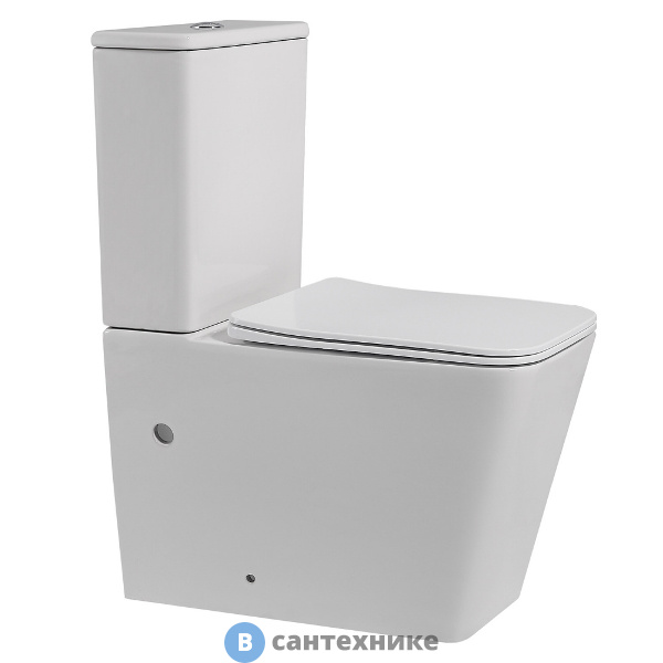 Унитаз с бачком ABBER Rechteck AC1210 белый, безободковый, сиденье микролифт