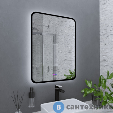 картинка Зеркало Grossman ELEGANS-норма BLACK (700*800*45) LED с сенсорным выключателем и подогревом (1770802)