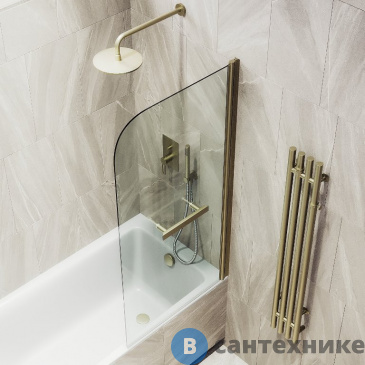 картинка Шторка для ванны поворотная на монопетле MaybahGlass 1400*800 Стекло 6 мм Бесцветное +Полотенцесушитель (MGV-788-2)