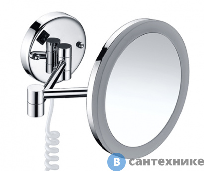 картинка Зеркало WasserKRAFT K-1004 с LED-подсветкой, 3-х кратным увеличением, металл, хромоникелевое покрытие