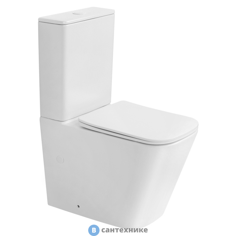 Унитаз с бачком ABBER Rechteck AC1210TMW белый матовый, безободковый, смыв торнадо, сиденье дюропласт микролифт