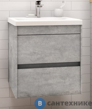 картинка Тумба под раковину Art & MAX FAMILY Family-500-2C-SO-CV подвесная с двумя выкатными ящиками, Cemento Veneto, 500x350x550