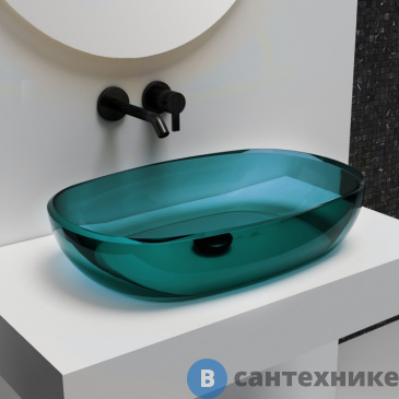 картинка Раковина ABBER Kristall AT2805Aquamarin накладная прозрачная бирюзовая