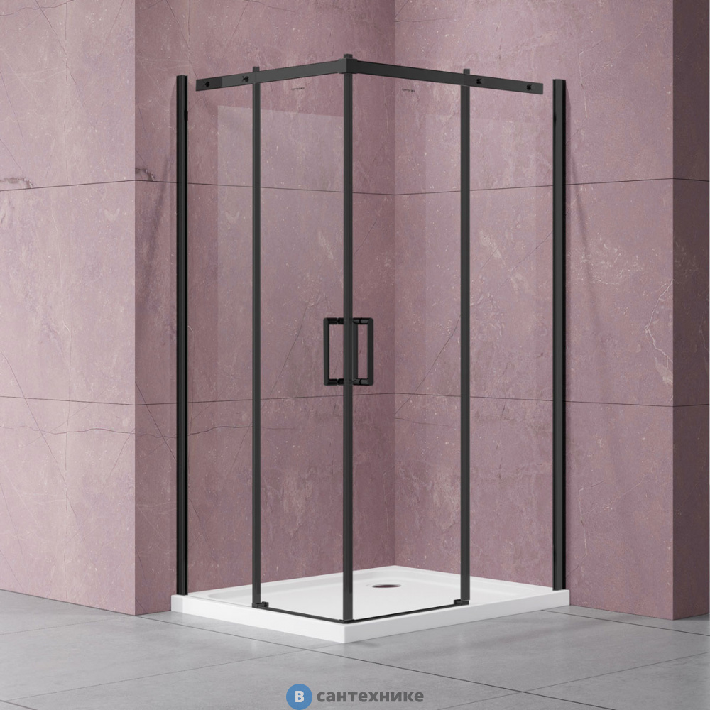 Душевой уголок Vincea Dice VSS-4D100CLB, 1000*1000, черный, стекло прозрачное
