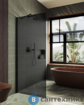 картинка Душевая перегородка в профиле MaybahGlass 1950*690 Стекло 8 мм Графит матовый (MGD-704-6ш)