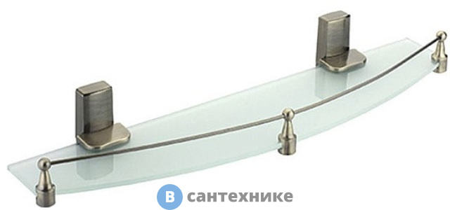 Полка WasserKRAFT Exter K-5244 (К-5224) стеклянная металл, закаленное матовое стекло, покрытие "светлая бронза"