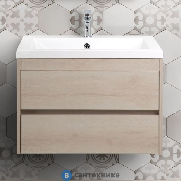 Тумба под раковину Art & MAX FAMILY Family-580-2C-SO-PB подвесная с двумя выкатными ящиками, Pino Bianco, 580x480x550