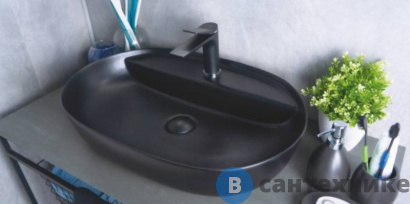 картинка Раковина накладная GID-ceramic Bm1346 черный матовый (610х410х140)