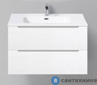 картинка Тумба под раковину BelBagno 80 см ETNA-800-2C-SO-BL-P подвесная с двумя выкатными ящиками Bianco Lucido