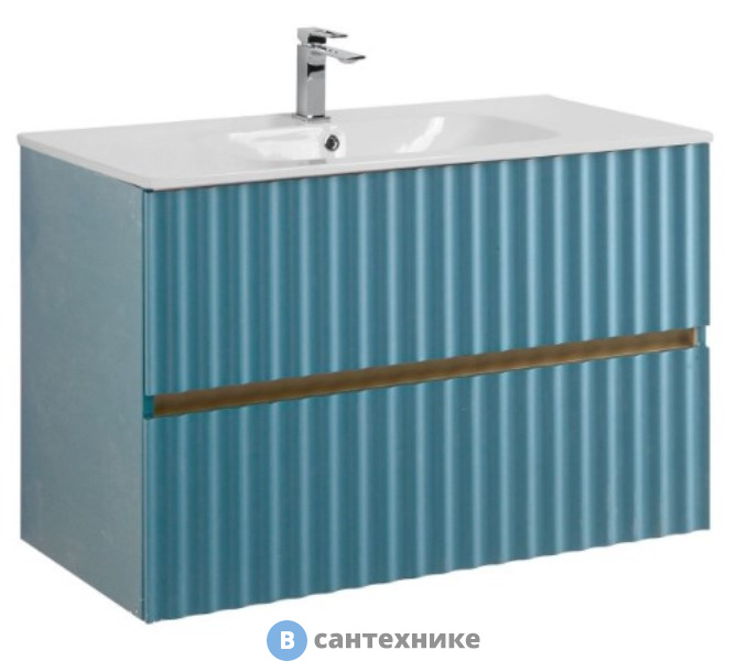 Тумба под раковину Art & MAX ELEGANT AM-ELEGANT-900-2C-SO-NG-P подвесная с двумя выкатными ящиками, с LED подсветкой ручек, ниагара