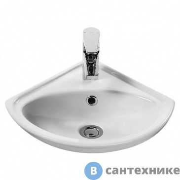 картинка Раковина Santek ИРИС 36 1WH110514 угловая с отверстием для смесителя /31х44х41/ (белый)