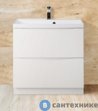 картинка Тумба под раковину BelBagno 60 см MARINO-600-2C-PIA-BL-P напольная с двумя выкатными ящиками, Bianco Lucido