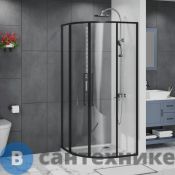 Душевое ограждение Azario SHANGHAI ROD-80х80х195-MB-CL, прозрачное стекло 6 мм, профиль матовый черный (AZ-S43-80-MB-CL)