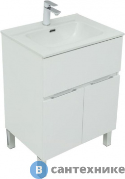 картинка Тумба под раковину Aquanet Алвита new 60 напольная 1 ящ., 2 дв. белый матовый (277546)