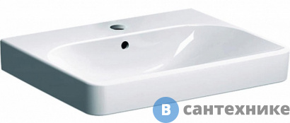 картинка Раковина Geberit 500.229.01.1 SMYLE Square /60х48/ с отв. под смеситель, с отв.перелива (белый)