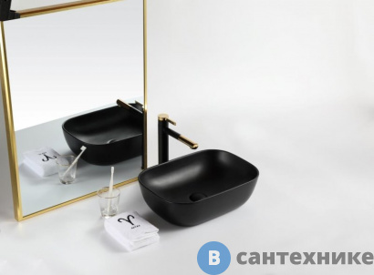 картинка Раковина BelBagno BB1302-H301 накладная керамическая, прямоугольная, чёрная матовая 500x400x140