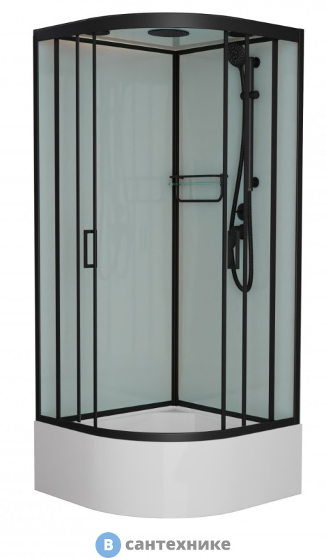 Душевая кабина Frank F409/2 М Black высокий поддон матовое стекло