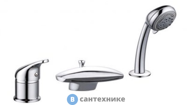 Смеситель Aquanet AF111-63B Practic 2, на борт ванны, хром (216780)