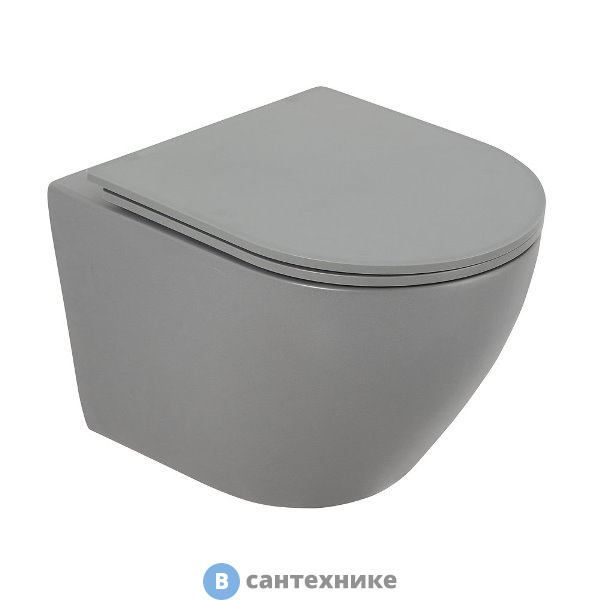 Унитаз подвесной BelBagno COLORATO BB062CHR-GR безободковый с креплением, серый матовый, без сиденья