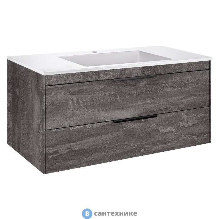 Тумба под раковину Vincea Chiara 2D 1000 подвесная, 2 выкатных ящика soft-close, G.Stone (VMC-2C2100GS)