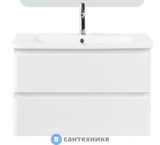 Тумба под раковину BelBagno ALBANO-CER ALBANO-CER-800-2C-SO-BL подвесная с двумя выкатными ящиками, Bianco Lucido, 770x444x500