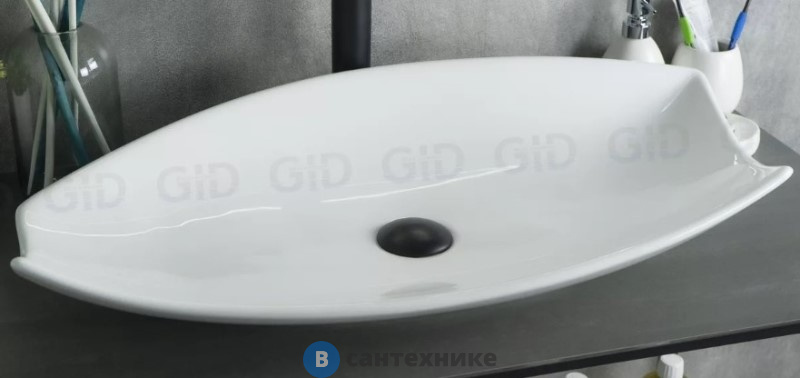 Раковина накладная GID-ceramic N9178 белый (740х380х130)
