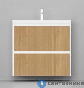 картинка Тумба с раковиной Velvex Klaufs 80.2Y подвесная (шатане/белый) (tpKLA.80.2Y-617.216)