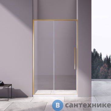 картинка Душевая дверь Vincea Slim-N VDS-4SN130CLG, 1300, брашированное золото, стекло прозрачное