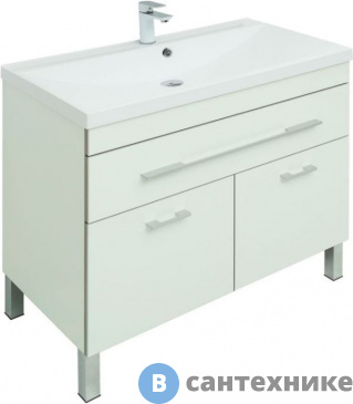 картинка Тумба с раковиной Aquanet Верона 90 белый (напольная 1 ящик 2 дверцы) (287673)