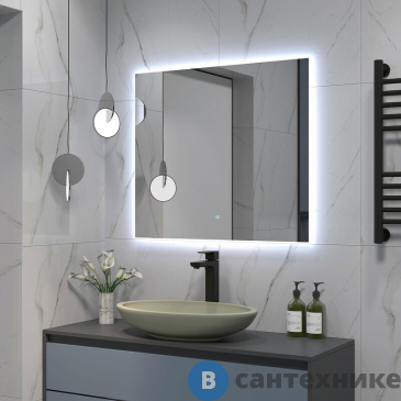 картинка Зеркало Континент Trezhe Led 800х700 с функцией антизапотевания, холодной подсветкой (ЗЛП2283)
