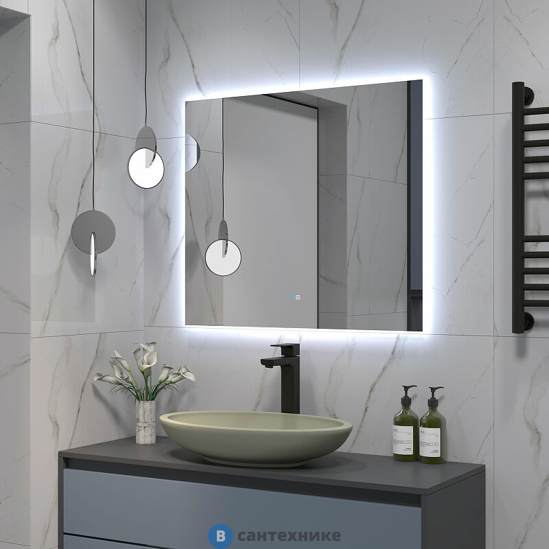 Зеркало Континент Trezhe Led 800х700 с функцией антизапотевания, холодной подсветкой (ЗЛП2283)