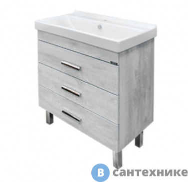 картинка Тумба Comforty Никосия-80Н дуб белый с раковиной Fest 80 F01