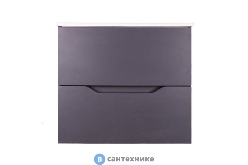 Тумба Orange Li-60Tug+Ra подвесная Line 60 графит с раковиной, графит Soft Touch (серый матовый), 62х53х47 см