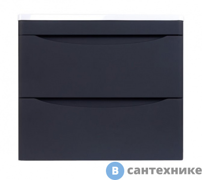 картинка Тумба под раковину Style line Бергамо мини 60 (2 ящ.) Люкс антискрейтч черный, PLUS подвесная (2000565471008)