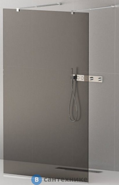 Душевая перегородка Cezares LIBERTA-L-2-120-GR-Cr с возможностью двустороннего входа, стекло графит, профиль хром, 1200x1950 мм