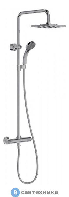 Душевая стойка Jacob Delafon JULY  E5523-CP с термостатом, квадратный верхний душ (хром)