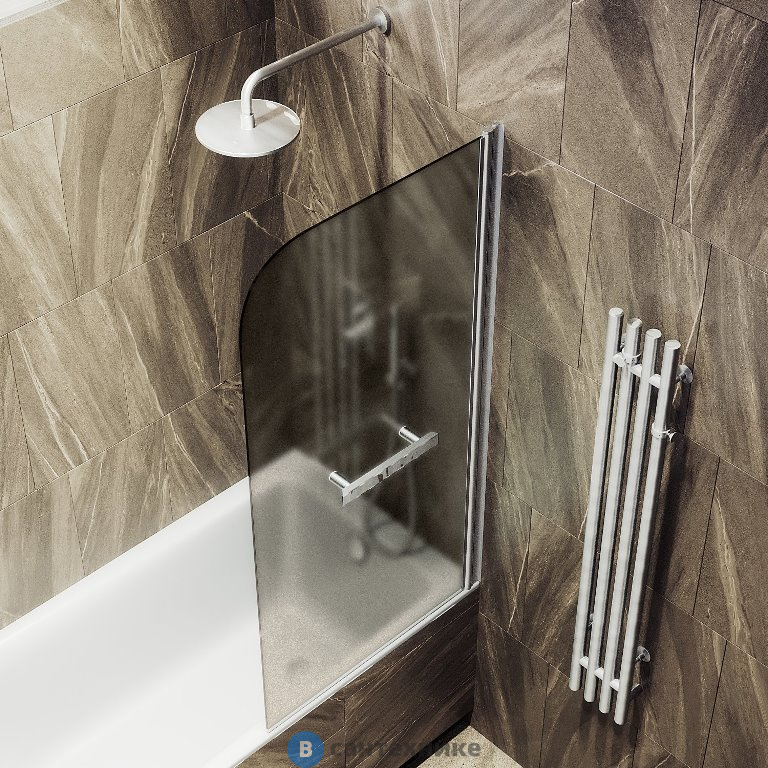 Шторка для ванны поворотная на монопетле MaybahGlass 1400*800 Стекло 6 мм Бронза матовая +Полотенцесушитель (MGV-790-5)